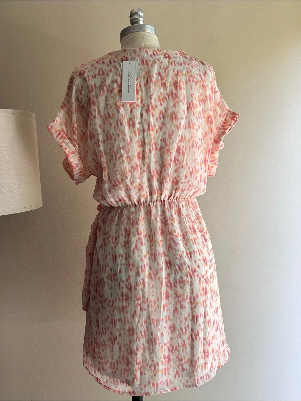 Floral Wrap Mini Dress in Pastel Coral